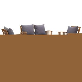 Garden Lounge Set Dark Grey Cushions, Natural Wood
