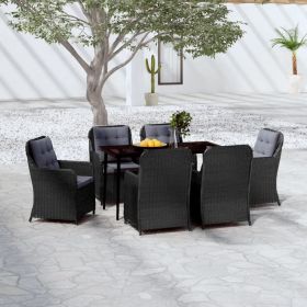 7 Piece Patio Dining Set Black