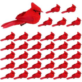 12 Pcs Cardinal Birds For Crafts, Mini Cardinal Clip On Christmas Tree Ornaments Artificial Red Birds Decorations For Wreaths Centerpieces DIY Cr (Option: 36pcs)