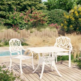 3 Piece Bistro Set Cast Aluminum White (Color: White)