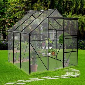 6X6FT-BLACK Polycarbonate Greenhouse Raised Base and Anchor Aluminum Heavy Duty Walk-in Greenhouses for Outdoor Backyard in All Season (W540S0000 (Color: as Pic)