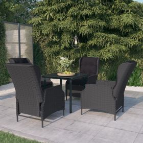 5 Piece Patio Dining Set Dark Gray (Color: Grey)