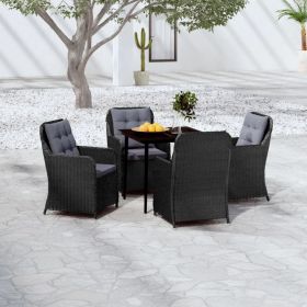 5 Piece Patio Dining Set Black (Color: Black)