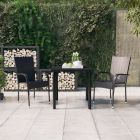 3 Piece Patio Dining Set Black (Color: Black)