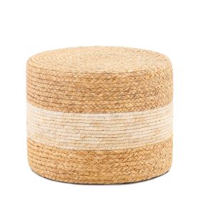 Handmade Woven Foot Stool Natural Water Hyacinth Ottoman for Home Decor & Seating White (default: default title)