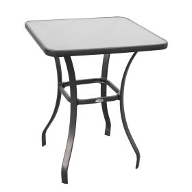 27" Square Bistro Table Garden Dining Table Outdoor Tempered Glass Table (Color: as Pic)