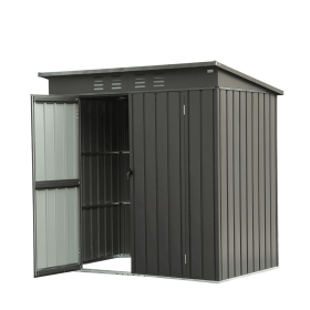 Backyard Storage Shed with Sloping Roof Galvanized Steel Frame Outdoor Garden Shed Metal Utility Tool Storage Room with Latches and Lockable Door (Color: as Pic)